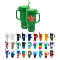 32 Oz. Silicone Tumbler w/Straw and Handle