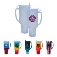 64 Oz. Silicone Tumbler w/Straw and Handle