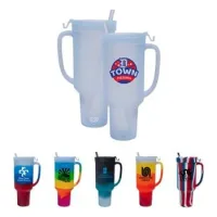 64 Oz. Silicone Tumbler w/Straw and Handle