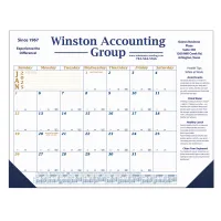 12 Month Desk Calendar | 22" x 17" | 1 Imprint Area | Blue & Gold Calendar