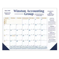 12 Month Desk Calendar | 22" x 17" | 1 Imprint Area | Blue & Gold Calendar