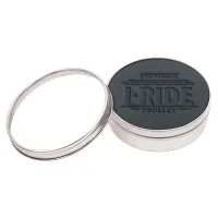 Set of 4 Black Leather Coasters | Circle | 3 7/8" dia. | Debossed | Clear Top Tin