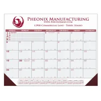 12 Month Desk Calendar | 22" x 17" | 1 Imprint Area | Burgundy/Gray Calendar