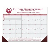 12 Month Desk Calendar | 22" x 17" | 1 Imprint Area | Burgundy/Gray Calendar
