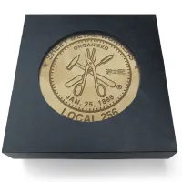 Set of 4 Natural Leather Coasters | Circle | 3 7/8" dia. | Black Box