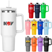 40 Oz. The Hippo Mug & Straw Lid w/Twist Closure