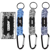Carabiner Box Knot Braided Key Chain with Keyring and Metal Plate