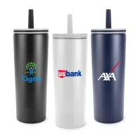 24oz. ChillFlow Stainless Steel Mug w/Straw