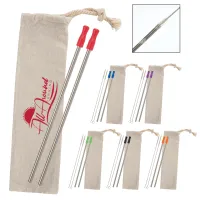 2-pack Stainless Straw Kit With Cotton Pouch