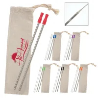 2-pack Stainless Straw Kit With Cotton Pouch