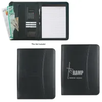 Leather Look 8 ½" X 11" Zippered Portfolio With Calculator