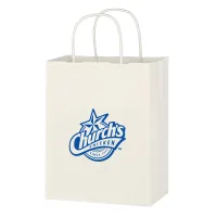 Kraft Paper White Shopping Bag - 8" X 10-1/4"