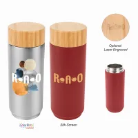 16 Oz. Stainless Steel Lexington Bottle With Bamboo Lid