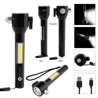 Safety Tool With Rechargeable Cob Flashlight 2.0