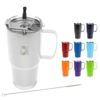 30 Oz. Lisbon Stainless Steel Tumbler With Straw