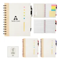 Bamboo Accent Spiral Notebook With Sticky Notes And Flags