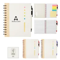 Bamboo Accent Spiral Notebook With Sticky Notes And Flags