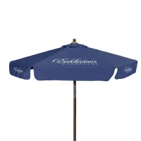 7' Wood Look Tilting Market Umbrella Kit With Valance 6 Imp
