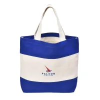Striped Canvas Tote with Embroidery