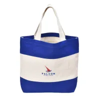 Striped Canvas Tote with Embroidery