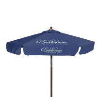 7' Wood Look Tilting Market Umbrella Kit With Valance 2 Imp