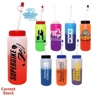 32 Oz. Mood Sports Bottle w/Flexible Straw (Spot Color)