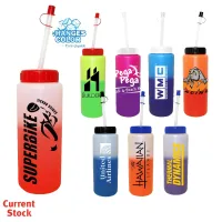 32 Oz. Mood Sports Bottle w/Flexible Straw (Spot Color)