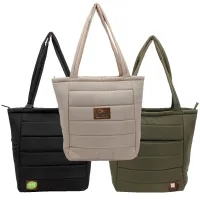 Otaria™ Puffy Recycled Tote Bag, Leather Patch - Full Color
