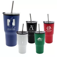 20 oz. Ares Recycled Tumbler with Stainless Straw Lid, Premium