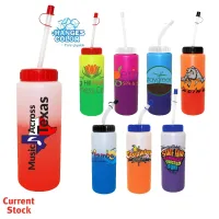 32 Oz. Mood Sports Bottle w/Flexible Straw (Full Color Digital)