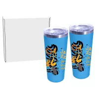 22 Oz. Full Color Digital Memphis Tumbler w/Slide Lid - Gift Set