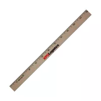 12" Clear Lacquer Finish Beveled Wood Ruler w/English Scale