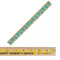 12" Clear Lacquer Wood Ruler w/Handprint Background