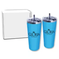 22 Oz. Memphis Tumbler w/Flip Lid & Straw - Gift Set