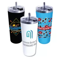 22 Oz. Memphis Tumbler w/Flip Top Lid & Stainless Steel Straw (Full Color Digital)