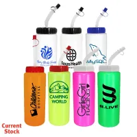 32 Oz. Sports Bottle w/Flexible Straw (Spot Color)