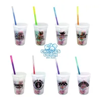 17 Oz. Rainbow Confetti Mood Cup/Straw/Lid Set