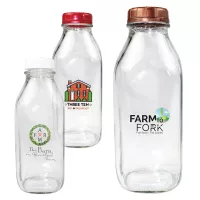 1 Quart Glass Milk Bottle w/Lid (Full Color Digital)