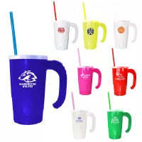 20 Oz. Stackable Beer Stein w/Straw & Lid Set