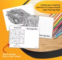 Custom Printed Post-it® Coloring Pad Notes (6"x8") 25 Sheets/ 4 Color Dynamic Variable