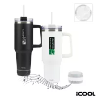 iCOOL Borrego 40 oz. Double Wall, Stainless Steel Travel Mug with Speaker