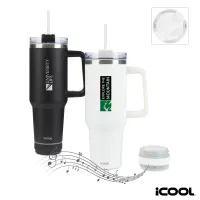iCOOL Borrego 40 oz. Double Wall, Stainless Steel Travel Mug with Speaker