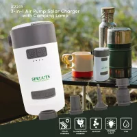 3-in-1 Air Pump Solar Charger with Camping Lamp