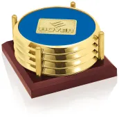 JAFFA® Four Coasters with Solid Cherry Tray