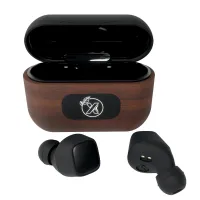 SCX Innovative Design™ Walnut Wood Wireless Earbuds and Charging Case
