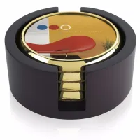 JAFFA® Four Round Radiant Coasters with Wood Tray