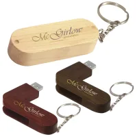 Universal Source® 16 GB Bamboo Bullet Keyring USB 2.0 Flash Drive