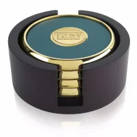 JAFFA® Four Round Coasters with Wood Tray