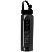 Garyline® Boss Embossed RPET Bottle with Flip-Straw, Swivel Handle Lid - 26 oz.