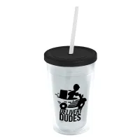 Garyline® Transparent Tumbler with Straw Lid - 16 oz.